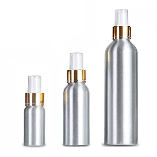 HUOLEO Alluminio Vuoto Bottiglie Spray, Ricaricabile Profumo Nebbia Fine Nebulizzatore Metallo Spruzzatore per Cosmetico Pulizia-30ml+100ml+250ml