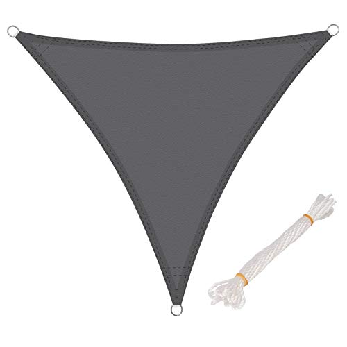 WOLTU GZS1189gr15 Tenda a Vela Parasole Triangolare Telo da Sole in PES Protezione Solare Anti UV Giardino Esterni Grigio 5x5x5m