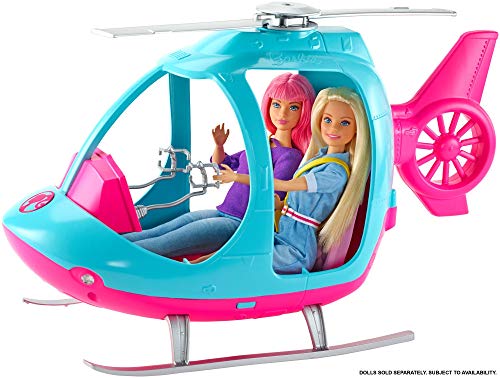Barbie FWY29 l'Elicottero per Bambole, Rosa e Azzurro con Elica che Gira, Giocattolo per Bambini 3 + Anni