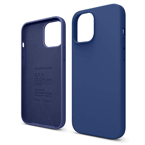 Elago Silicone Liquido Custodia Cover Compatibile con iPhone 12 PRO Max Solo (6.7”), Silicone Liquido Premium, Protezione Full Body : Case Antiurto 3 Strati (Blu Scuro)