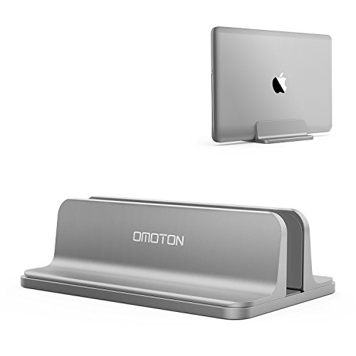 OMOTON Supporto Verticale per Laptop, Stand per Notebook, Supporto Regolabile, Dock da Scrivania in Alluminio per MacBook/Notebook/Surface PRO e iPad, Grigio