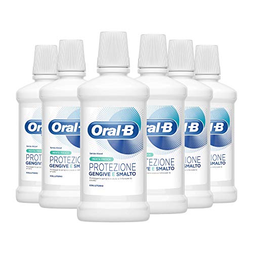 Oral-B Collutorio Protezione Gengive e Smalto alla Menta Fresca per l’Igiene Orale, Maxi Pacco da 6 x 500 ml