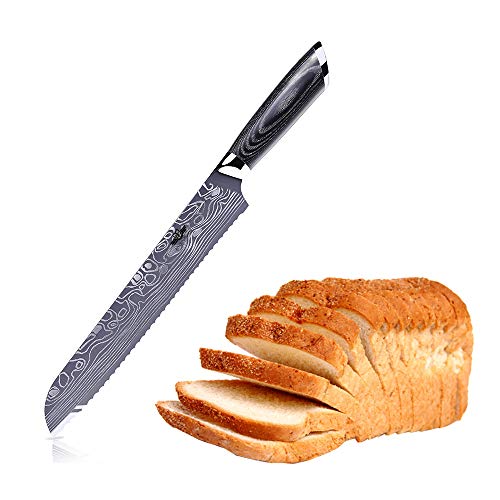 Kitchen Emperor Coltello da Pane, Coltello da Torta 22.8cm in Acciaio Inossidabile ad Alto Tenore di Carbonio Tedesco con Impugnatura Ergonomica