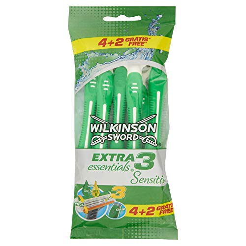 Wilkinson Sword 7000056I - Rasoio Usa e Getta Extra 3 Essentials - Rasoio a 3 Lame per Uomo - Confezione da 4 Rasoi + 2 in Omaggio