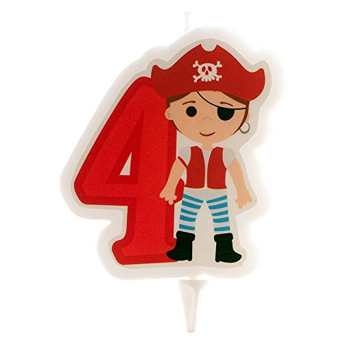 Dekora 345258 - Candela di compleanno 2D di Pirata per torte per bambini