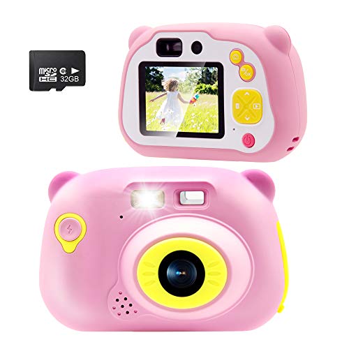 Sonkir 32 GB Fotocamera Digitale Ricaricabile, Fotocamera Frontale Portatile da 15,0 MP e Fotocamera / videocamera, Regalo per Ragazzi e Ragazze (Rosa)