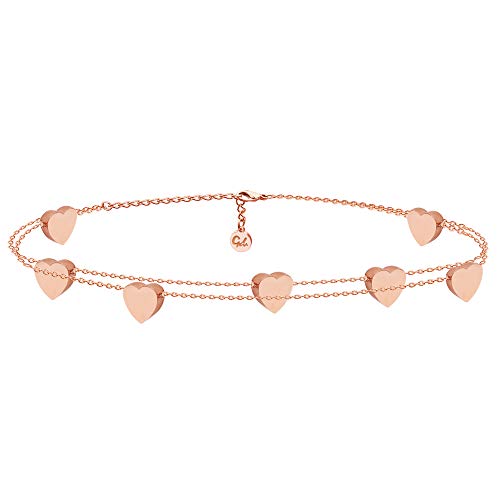GOOD.designs ® Bracciale donna con cuore (braccialetti donna regolabiles) Bracciali donna con cuori piccoli (oro rosa)