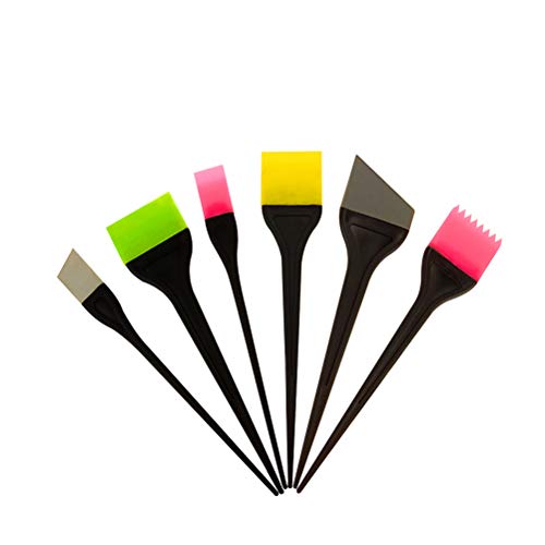 Lurrose - Set di 6 pennelli professionali in silicone per colorare i capelli (colore casuale)