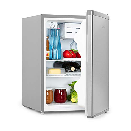 Klarstein Cool Kid - Frigo per Bevande, Mini Frigo, 66 L, Classe Energetica A+, 109 kWh/anno, Posizionamento Libero, 45 x 63 x 51 cm (LxAxP), 42db, grigio/Acciaio Inox Spazzolato