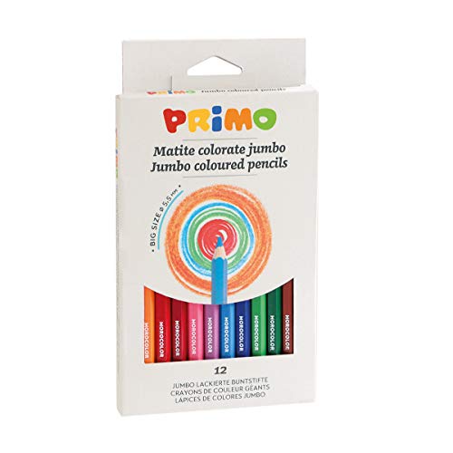 Morocolor PRIMO, Matite colorate, 12 pastelli colorati esagonali laccati, matite colorate per bambini qualità superiore diametro Ø 2.9 mm, matite colorate scatola di cartone, Made in Italy