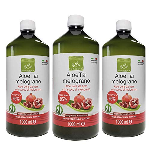 Benessence - Succo di Aloe Vera da Bere e Melograno - 3 L - Made in Italy