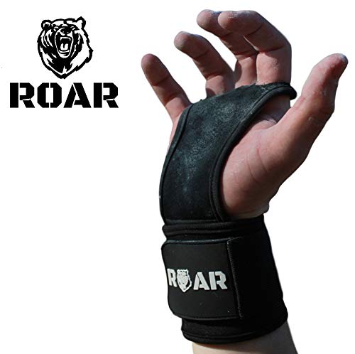 Roar - Guanti Crossfit in Pelle Sintetica Paracalli per Palestra, Sollevamento Pesi, Ginnastica, Calisthenics, Bodybuilding, Allenamento Fitness, Protezioni Mani, Grips (M)