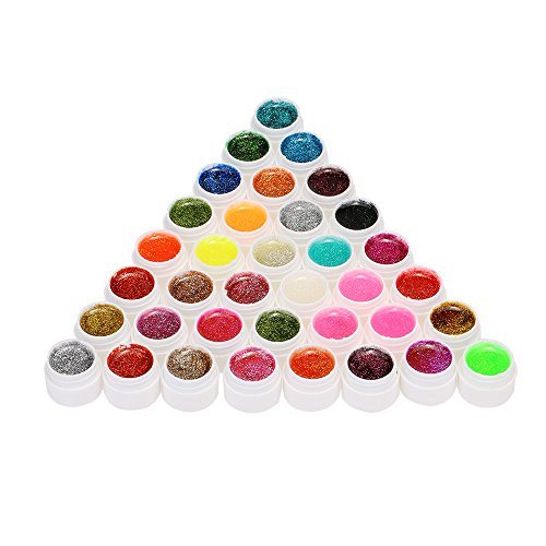 Anself - Set smalto per unghie brillantinato in 36 colori assortiti