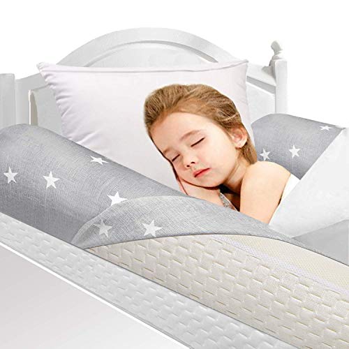 HBselect 2 pezzi Barriere Letto Bambini Antiscivolo Memory Foam Morbido Paracolpi Lettino Protezione Bambini Sponda Letto per Neonati Cuscino di Sicurezza con Federa Rimovibile Paraurti Culla