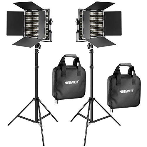 Neewer 2 Kit d’Illuminazione Pannello Luce 660 LED Bicolore Dimmerabile & Cavalletto: Faretto LED 3200-5600K CRI 96+ con Staffa-U & 200cm Cavalletto per Fotografia Registrazioni Video in Studio