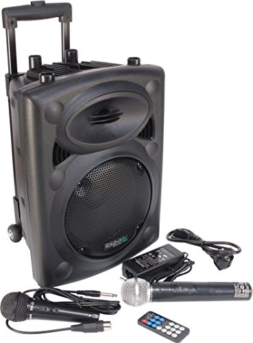 Ibiza PORT8VHF-BT-WH Impianto audio portatile cassa attiva (400 Watt, ingressi USB SD MP3, 2 microfoni, batteria integrata, telecomando), nero