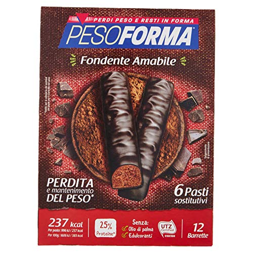 Pesoforma Barrette Cioccolato Fondente Amabile - Pasti sostitutivi dimagranti SOLO 237 Kcal - Ricco in proteine - 6 pasti