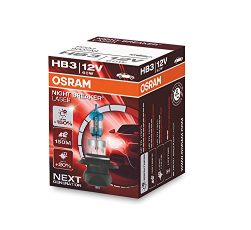 OSRAM NIGHT BREAKER LASER HB3, next generation, +150% di luce, lampada da proiettore alogena, 9005NL, 12V, auto, scatola (1 lampada)