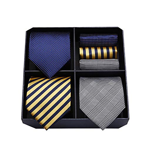 HISDERN Lotto 3 PCS Classico Elegante Seta da uomo Tie Set Cravatta & Pocket Square-Set multipli