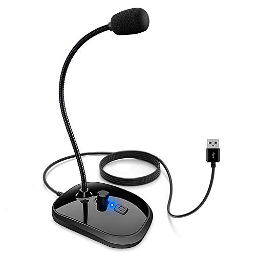 XIAOKOA Microfono PC,Microfono Omnidirezionale USB,con Interruttore di Regolazione del Volume e Jack per Cuffie da 3,5 mm,per PS4 Gaming/Video Registrazione/Youtube/Podcast/Conferenza