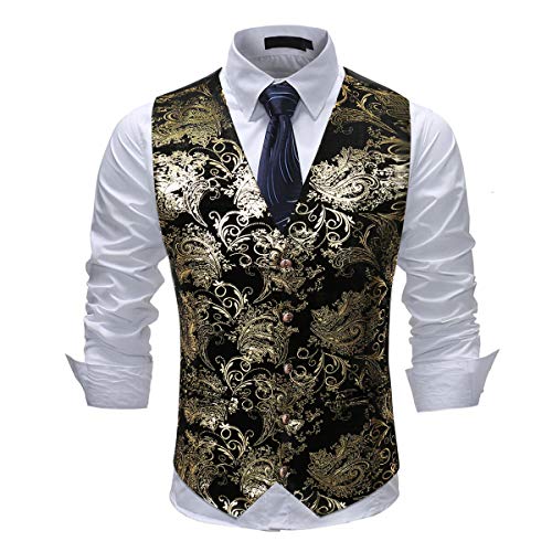 Mens Paisley Jacquard Suit Gilet Monopetto Vest Vest Vest Slim Fit Button Down Prom Abito Formale Gilet Gilet