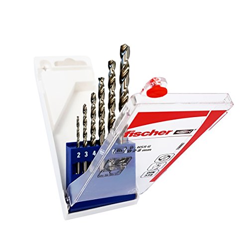 Fischer Set Punte Trapano Professionali per Metallo HSS, Misure 2-3-4-5-6-8 mm, Punta rettificata, 536602