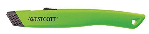 Westcott E-16475 00 Cutter di sicurezza con lame di sicurezza in ceramica a retrazione automatica, verde