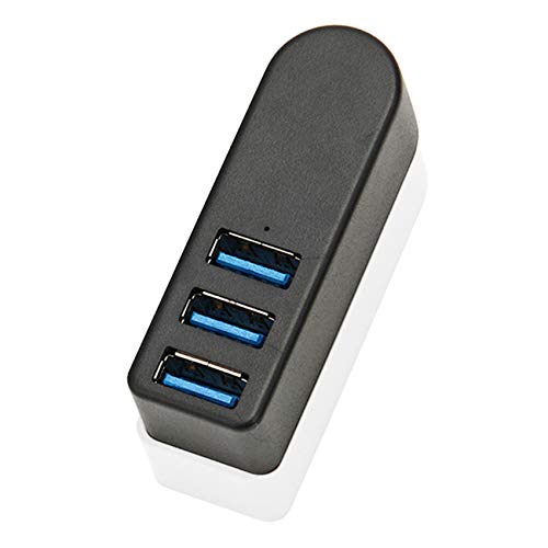 EasyULT Hub USB 3.0 a 3 Porte, SuperSpeed 5Gbps Ruotabile a 270 ° Mini Hub Esterno per PC, Notebook, MacBook, HDD Mobile(Nero)