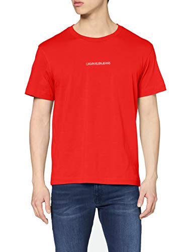 Calvin Klein Instit Chest Logo Reg Tee T-Shirt, Rosso (Fiery Red Xa7), XX-Large Uomo