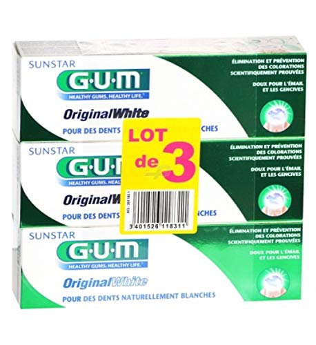 G.U.M Dentifricio Original White - Dentifricio Per Denti Naturalmente Bianchi, 6 -Pacco - 6 Tubos de 75 mL