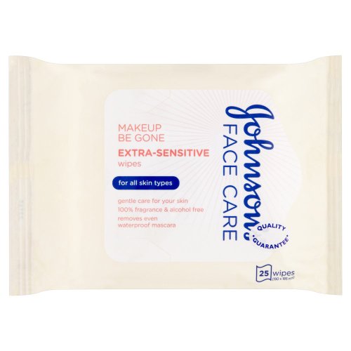 Johnson's Face Care Makeup Be Gone - Salviette struccanti per pelli ultra sensibili, 25 pz.