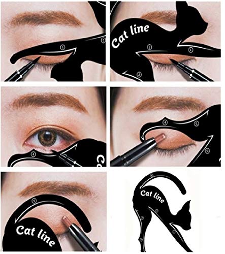 Eyeliner Cat - Set di 2 stencil per contorno ombretto, per occhi smokey e cateyes