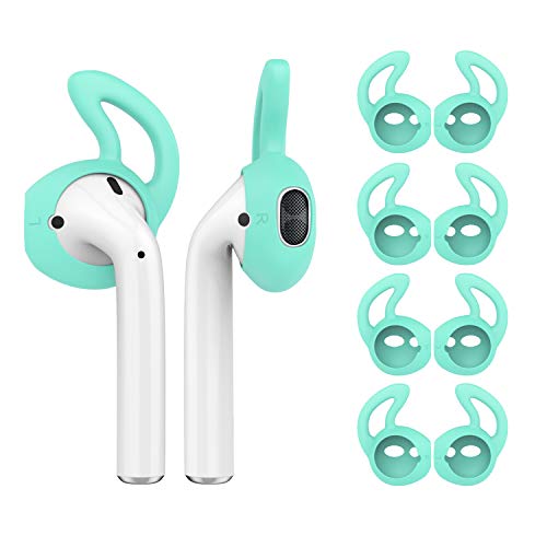 MoKo Gommini Auricolari in Silicone compatible con Apple AirPods(8 Pezzi), EarPods con Supporto Orecchio, Anti-Caduta, Inserti Auricolari Isolamento Rumore, Cuscinetti Cuffie - Verde Menta