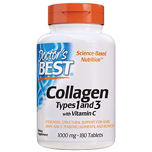 Doctor's Best, Collagen, Tipo 1 e 3 con Peptano, 1.000 mg, 180 Compresse, senza soia, senza glutine