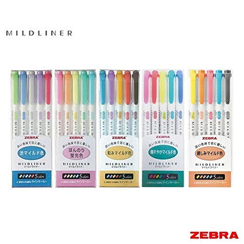 Zebra Mildliner - Set completo di 25 colori (inclusi i set WKT7-N-5C e WKT7-5C-HC)