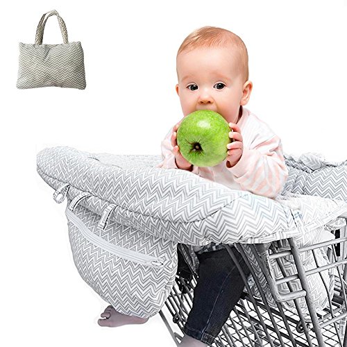 Baby 2-in-1 shopping cart cover, cuscino regolabile Baby supermercato coprisedili per carrello della spesa, igienico e lavabile capacità della sedia Mat con cintura di sicurezza per bambini