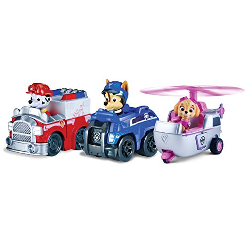 Paw Patrol Confezione da 3 Rescue Racers, veicolo con cucciolo-Marshall, Chase e Skye, 6024761