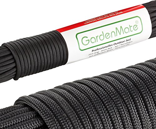 GardenMate Paracord 550 Corda di Nylon per Uso Esterno – Disponibile in Diversi Colori – Lunghezza 31 m Spessore 4 mm – Corda Composta da 7 Fili di Nylon Resistente agli Strappi