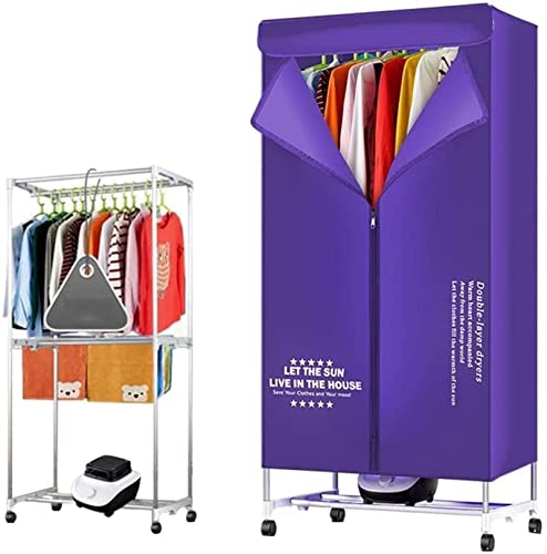 Asciugatrice 1200W 50LB Stendibiancheria portatile pieghevole a 2 strati elettrico viola Asciugatrice rapida Vestiti per bambini Asciugatrice a risparmio energetico (anione) Armadio multifunzione