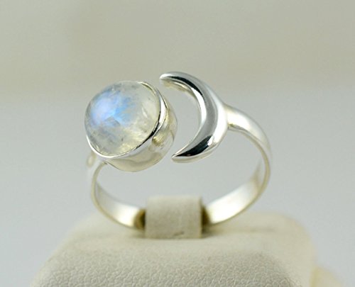 Anello in argento con pietra di luna arcobaleno, pietra di luna arcobaleno, anello in pietra di luna, argento sterling 925, anello in argento, gioielli fatti a mano, dimensioni dal 6 al 31