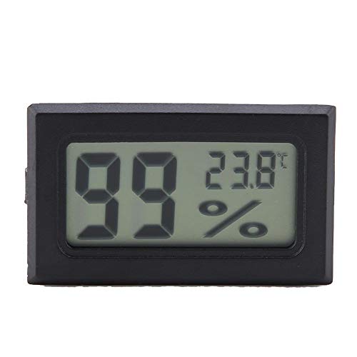 Igrometro termometro wireless Mini digitale elettronico temperatura umidità metri, in qualsiasi momento per monitorare l'ambiente di alimentazione, Taglia piccola, sonda integrata, nero