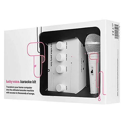 Lucky Voice Macchina Karaoke – Impianto karaoke casalingo con microfono per far cantare adulti e bambini - Compatibile con dispositivi Mac, PC, iOS e Android - Oltre 9000 canzoni - Microfono bianco