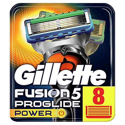 Gillette Fusion5 ProGlide Power, 8 Lame di Ricambio per Rasoio per Rifinire le Aree Difficili, Dotato di Striscia Lubrificante Lubrastrip, Pacchetto Addatto per la Casella Postale