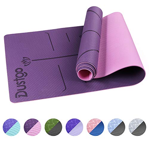 Dustgo Tappetino Yoga da 183cmx63cmx6mm Tappetino Palestra Fitness 100% Ecologico TPE Double-Sided Antiscivolo Yoga Mats