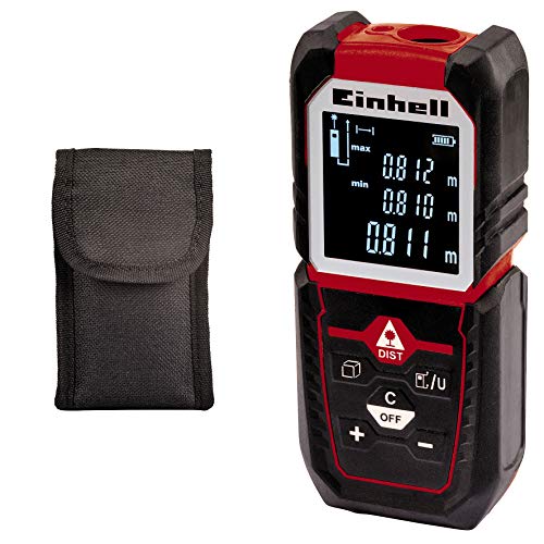 Einhell 2270080 Laser Misuratore Distanza TC di LD (Campo di Misura 0,05 – 50 M, Precisione +/-2 Mm/M, Soft Grip, Pratica Custodia)
