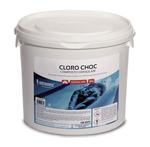 Cloro granulare Dicloro 56% San Marco Secchio 5 Kg Rapida Dissoluzione per Disinfezione Acqua Piscina - Prodotto Professionale