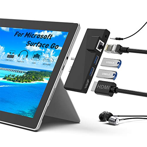 Docking Station Surface Go, 5 in 1 Docking Station Per Surface Go USB C-Hub Adattatore HDMI Con Ethernet 1000 M RJ45, 4 K HDMI, 2 Porte USB 3.0, Per Uscita Audio/Microfono Di Microsoft Surface Go