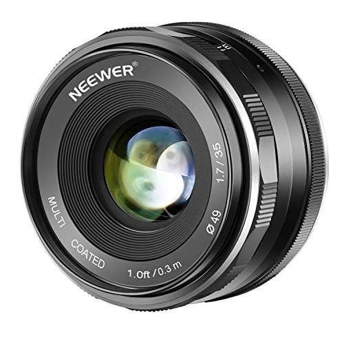 Neewer - Obiettivo a messa a fuoco manuale APS-C, 35 mm F/1.7, compatibile con fotocamere Canon EF-M EOS-M, con montaggio mirrorless, EOS M M2, M3, M5, M6, M10, M50, M100, ecc.
