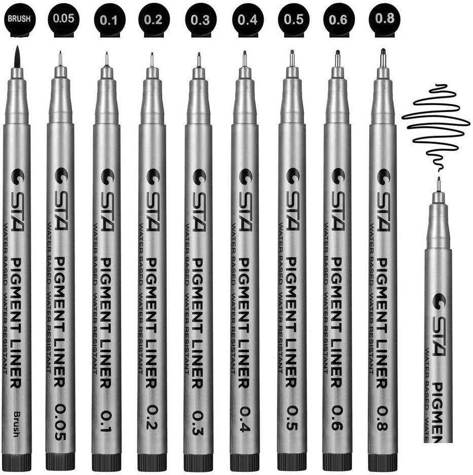 Fineliner, Beupro nero Pigment Liner micro penne da disegno per schizzi disegno redazione ufficio documenti Comic manga scrapbooking e scuola utilizzando