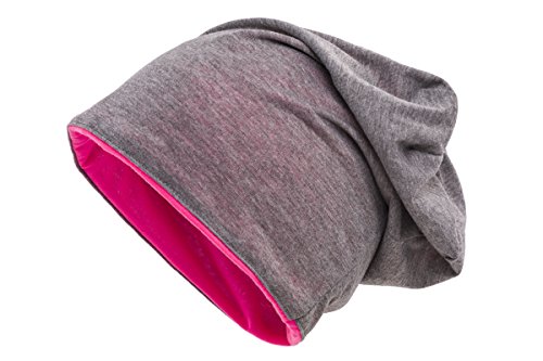 shenky - Cappello per soggetti con Perdita di Capelli o in Terapia - Berretto Double-Face, Grigio-Rosa